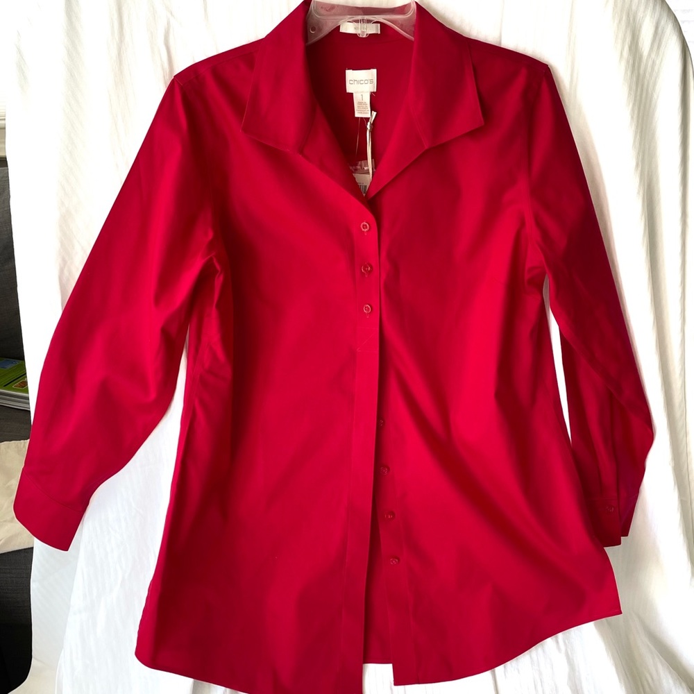 Chico’s red tunic blouse